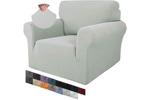 MAXIJIN Creative Jacquard Stuhlbezüge für das Wohnzimmer, Rutschfester Super-Stretch-Stuhlbezug mit Armen Hunde Haustierfreundlicher 1-teiliger elastischer Sofa-Couchschutz (1 Sitzer, Elfenbein)