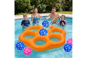 Aeyaka Uppblåsbar tic tac toe poolleksak, stort flytande kastspel med 6 lekfigurer, vattenleksak för barn och vuxna, poolfest trädgård sommarspel (sexkant