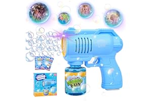 Halcyerdu Machine a Bulle, Pistolet à Bulles Enfant 4000+ Bulles/Minute, Souffleur à Bulles avec 130ml Solutions à Bulles et 2X 10ml Recharge à Bulles pour Enfant Anniversaire Fête (Bleu)