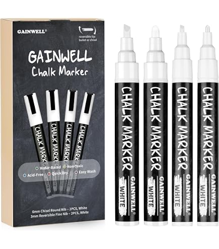 Uni PWE-5M Flüssigkreide-Marker – Weiß, Silber, Gold – Für Whiteboards & Glatte Oberflächen