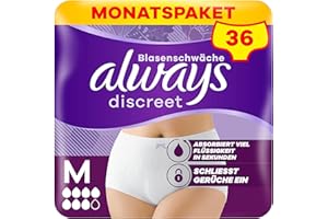 ‎ALWAYS DISCREET Always Discreet Inkontinenz-Höschen Plus für Frauen, M, 36 Höschen, Verhindert Auslaufen Und Gerüche, Angenehm Und Kaum Spürbar