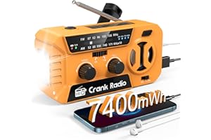 YESIWTC Wind Up Radio UK Emergency Radio 7400mWh (2000mAh) Hand Crank Radio with Battery Operated/USB/solar charger, 3 LED Flashlight & SOS Alarm, wind up torch for Hurricane emergency survival kit