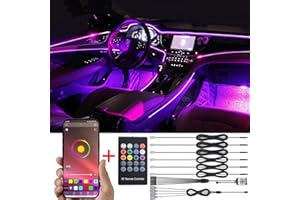 TABEN Auto Decorazione Interna Atmosfera Luce LED Interni Auto Kit di Illuminazione con 8 Colori, Impermeabile, Interni Atmosfera luci al Neon Striscia per Auto 1 W DC12 V (1 Set)