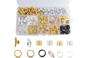 Bailinks 200 pieces Hair Jewellery braid accessories, Rings Hair Decorations hair jewellery for braids, Hair ring Braid and Hair Clips for Hair Accessory Braid Decoration with Box