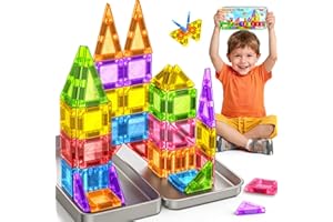 Magnetische Bausteine 42PCS Mini Magnetbausteine Reiseset Magnetspielzeug Montessori Reisespielzeug Magnet Kinder Spiel Bausteine Magnetic Tiles Geschenk Spielzeug ab 3 4 5 6 7+ Jahre Junge Mädchen