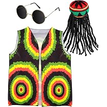 Set 6 Accessori Costume Rasta Giamaicano – Parrucca Dreadlocks Con Cappello Per Carnevale E Feste A Tema