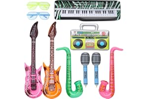 LNCOJOLM Disco Party Decoration Rock Star Inflatable Musical Instrument Balloons Photo Prop, Guitar Saxophone Microphone Musical Balloon Toys, Birthday Carnival Party Supplies Favors Decor Accessories