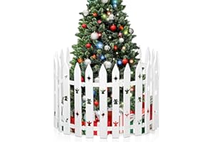 Aodaer 16 Inch Christmas Tree Fences 24 Pieces Thick Tall Plastic Tree Gate White Christmas Tree Border Religious Jesus Barrier Decorations for Xmas Party Wedding Garden Home Fence Decoration