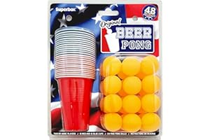 Superbox® JUMBO PACK 48PC Beer Pong Set - 24 Ping Pong Balls - 24 Red Blue Team Cups - Drinking Game for Stag Do Hen Party, Birthday, Easter, Summer Holidays - Adult Indoor Outdoor Novelty Games