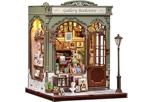 CUTEBEE Book Nook -Casa de muñecas Construye a sí Mismo, una casa en Miniatura Retro y artística, Bookend de Puzzle de Madera 3D, decoración Creativa de estantería, Regalos（Gellery Bookstore）