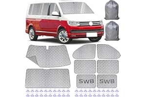 VexNook 8-teiliges Set Innen Thermomatte Fahrerhaus Passend für VW T5/T6 SWB (Kurzer Radstand), Mehrschichtiger, Reißfester Sonnenschutz, Einfache Montage, Vielseitig Nutzbar,Mit Aufbewahrungstasche