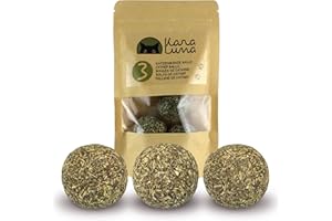 KaraLuna 3 Boules d'herbe à Chat I Jouets à Base d'herbe à Chat séchée et pressée 100% Naturelle I Jouets pour Chats Jouets pour Chats Boules d'herbe à Chat activité Chat Balle ludique Chats