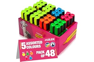 Eziglide Highlighters Pens 48-Pack, 5 Assorted Colours - Neon Assorted Chisel Tip Marker for Bold & Fine Marking, 1-4.5mm Line for Clear Marking, Ideal for Schools, Universities, & Offices