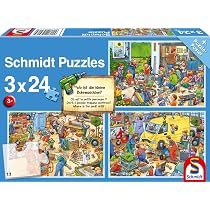 Schmidt Spiele – Puzzle Ferme 3x24 Pièces – Carton Solide, 26,3 X 17,8 Cm – Dès 3 Ans – 3 Puzzles En 1 Boîte