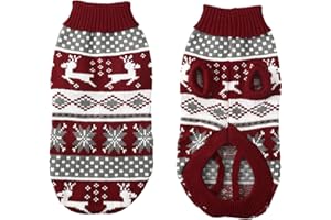SOCIAOOIL Cat Christmas Jumper Outfit,Dog Christmas Jumper Knitwear Sweater Warm Winter Cat Clothing Pet Costume for Small Medium Dogs & Puppies(Burgundy Fawn,Small)