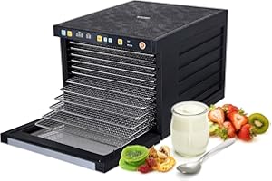 ‎BIO CHEF BioChef Savana Dörrautomat mit 6, 9 oder 12 Edelstahl Einschüben + Zubehör - BPA Frei - Modernes Dörrgerät mit Timer & vorprogrammierten Einstellungen für Fleisch, Obst, Kräuter, Gemüse - 12 Etagen