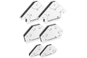 Poppstar Aimant soudeur (angle de soudage, force d'adhérence 2x 4 kg - 45/90/135°, 2x 11,3 kg - 30/45/60/75/90/135°, 2x 11,3 kg - 45/90/135°), lot de 6, blanc