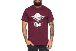 TEE KIKI Yoda - T-Shirt pour Homme DJ Yoda Jedi Ritter The Empire Turntables Music Rave House Trance Techno Geek