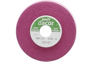 Sewfil dacor 120 - Cono de hilo de coser poliéster de 5.000 metros 0187 - Lila azafrán
