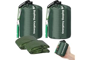 EEEKit 2 Paquetes Saco de Dormir de Emergencia, Saco de Vivac Térmico Ligero e Impermeable, Mantas de Supervivencia Saco de Nailon Portátil para Acampar, IR de Excursión, al Aire Libre
