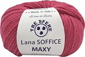 FILATI ITALIANI gomitoli di lana Soffice MAXI 50g - 75 metri 50% lana e 50% dralon per capi morbidi e alla moda (MAXI, fucsia - 226)