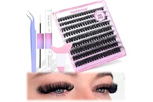 80D Fluffy Individual Eyelashes Extension Kit DD Curl Lash Clusters Kit Russian Cluster Lashes DIY Lash Extension Kit with Lash Bond and Seal and Eyelashes Tools&Tweezers by TOOCHUNAG(10-18mm,180pcs)