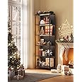VASAGLE 6-Tier LED Bookcase, Bookshelf with Dimmable Lights, Storage Shelf with Steel Frame, 30.3 x 60 x 178.6 cm, for Living Room, Bedroom, Office, Ebony Black LLS120B58