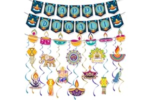 Buscando Diwali Decorations Happy Diwali Banner Hanging Swirls Decorations for Home Festival of Lights Party Home Decor Deepavali Hanging Garland Indian Pooja Puja Wall Ceiling Decorations Indoor