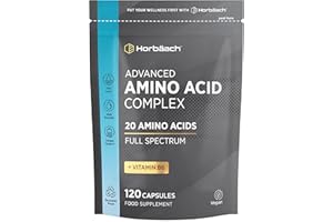 HORBÄACH Amino Acid Supplement | Essential Complex | All BCAA & EAA Including Lysine & Arginine | Full Spectrum | 120 Vegan Powder Capsules | Free Form | by Horbaach