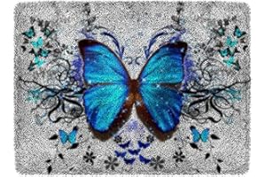 VVPONMEIQS Kit Tapis Point Noué à Faire,Avec Crochet à Loquet Bricolage,Latch Hook Kit de Tapisserie,Tapis Noué à Nouer Soi-Même Kits,Point de Croix,pour Adultes,Enfants,Chiots/Papillons,50x38cm