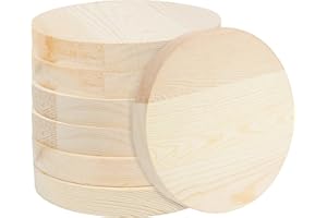 Belle Vous Pack de 7 Discos de Madera Sin Acabado – 15 cm y 20 mm de Grosor - Madera Rodajas Natural en Blanco Circulo Madera para Manualidades, Navidad, Pirograbado y Placa para Puerta