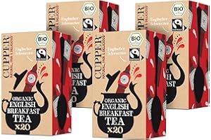 ‎CUPPER Cupper Bio Schwarztee, Schwarzer Tee, English Breakfast Tea, 80 ungebleichte Teebeutel, fairtrade, umweltfreundlich, fair gehandelt, 4er Pack