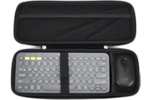 RAIACE Estuche rígido de Viaje para Logitech K380 Wireless Multi-Device Keyboard y Logitech M350 Mouse Combo. (a la Venta es Solo el Caso). - Negro (Forro Negro)