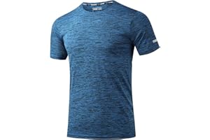Peakwell Herren Sport T-Shirt Kurzarm Funktionsshirt Laufshirt mit Reflexstreifen für Fitness, Training, Gym