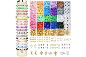 Dazhqp 3400 Clay Beads Bracelet Making Kit for Friendship Bracelet Making Kits, Jewelry Making Kit with Charms Bracelet Making kit, Gifts for Teen Girls Crafts Kit