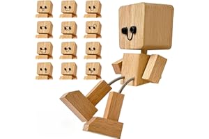 PICKONA Shaking Wooden Man Figurine Wooden Man with Wobbly Legs 12 Magnetic Expressions Funny Work Desk and Car Decoration Stress Relief Gift for Friends and Family