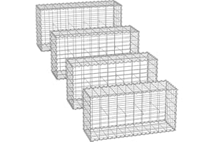 ‎SONGMICS Songmics Gabione Stone Basket for Garden Fence Silver