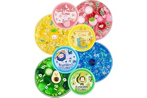 Okaybee 4 Pack Fruit Slime Kit, 400 mL Clear Slime for Kids, Glitter Crunchy Slime Pack, Slime Sensory Toys for Girls and Boys Ages 8-12, Slime Party Favors Holiday Birthday Easter Hallowmas Gift