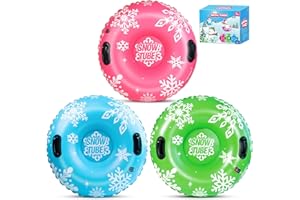 LIKYMO Snow Tube - Inflatable Snow Tube with Tow Line & Handles, Durable Cover, Wear-Resistant and Frost-Proof Material, Kids Adults Snow Tubes for Sledding Skating Skiing Winter Snow Toys