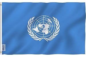Anley Fly Breeze 3x5 pies Bandera de Las Naciones Unidas - Color Vivo y Resistente a la decoloración UV - Encabezado de Lona y Doble Costura - Banderas internacionales de la Onu Poliéster