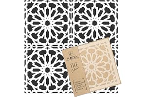 NAKLEO Vilar Tile Plantilla de plástico reutilizable – 20x20cm - Estrella Mora Española - Geométrico marroquí - Adoquín Bloque Concreto Piso Pared Pintura Plantilla Madera
