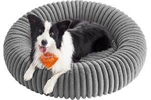 Feandrea Cuccia per Cani e Gatti di Taglia Extra Grande, Diametro di 100 cm, Lettino per Animali Domestici, Cuscino Lavabile, Tappeto Soffice, Imbottitura Morbida, Grigio Tortora PGW306GD01