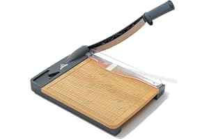 JIELISI Wood Guillotine Paper Cutter Cutting Performance up to 16 Sheets,12 Inch Cut Length Heavy Duty Guillotine Paper Trimmer with Safety Guard and Blade Lock，A4，Manual