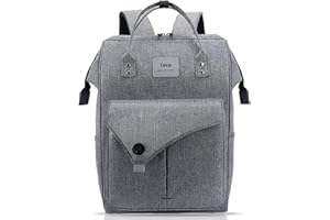 Lekesky Laptop Rucksack 15.6 Inch Computer Backpack School Bag for Travel Business College Women Men, Grey