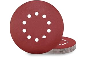 KONGMING Disques de Ponçage 225 mm 10 Pièces Grain P240 10 Trous Disques Abrasifs 225 mm Ronds Papier Abrasif for Ponceuse pour Cloisons Sèches Ponceuse Girafe