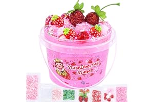 LAWOHO Slime Enfant, 300 ML Fraise Jelly Cube Glimmer Croquant Slime Fluffy, Cadeau de fête pour Enfants, Anniversaires Pâques Noël Nouvel an Slime Kit pour Filles et garçons de 6 7 8 9 10 Ans et Plus