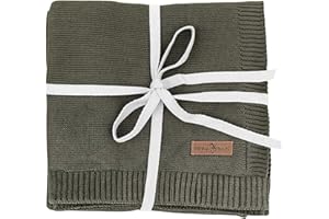 ‎MINKY MOOH Minky Mooh Babydecke aus 100% Bio-Baumwolle, Öko-Tex 100, Kuscheldecke, Strickdecke, Krabbeldecke & Puckdecke für Jungen & Mädchen, Geschenk zur Geburt & Erstausstattung- 94x72 cm, Moosgrün