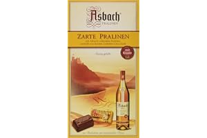ASBACH-PRALINEN RCP Asbach Zarte Pralinen, Zartbitter-Schokolade, Mit Kruste, Flüssige Füllung, Alkoholhaltig, Tolles Geschenk, 125 g