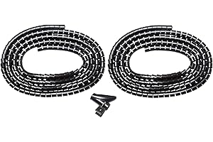 Black Cable Tidy Sleeve 6m - Flexible 20mm Cable Organizer for Cable Management - Durable Spiral Cable Wrap for Wire Protection - Protective Cable Cover for a Safe and Clutter Free Home - Deskit