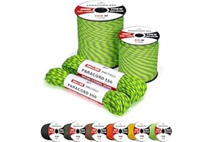 Brotree 4mm Paracord 550 7 Hebras Cuerda de Nylon 15M Tipo III Cuerda de Paracaídas para Supervivencia, Al Aire Libre, Bricolaje - 250kg Carga de Rotura (Verde Neón & Azul)
